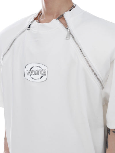 Zipped Panels T-Shirt Korean Street Fashion T-Shirt By Argue Culture Shop Online at OH Vault