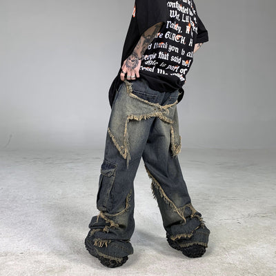 Frayed Borders Jeans Korean Street Fashion Jeans By Ash Dark Shop Online at OH Vault