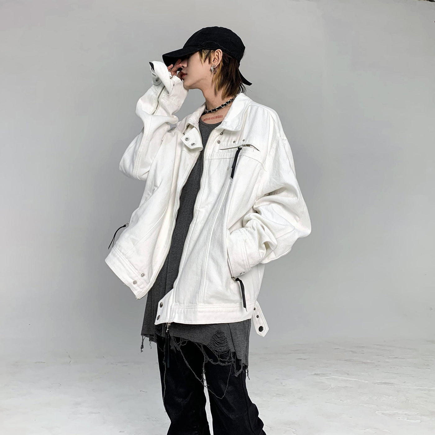 Loose Snap Button Jacket Korean Street Fashion Jacket By Ash Dark Shop Online at OH Vault