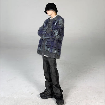 Ash Dark Striped Mohair Cardigan Korean Street Fashion Cardigan By Ash Dark Shop Online at OH Vault