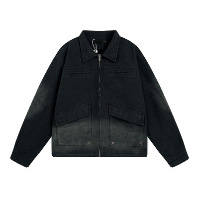 Faded Zip-Up Denim Jacket Korean Street Fashion Jacket By Mr Nearly Shop Online at OH Vault