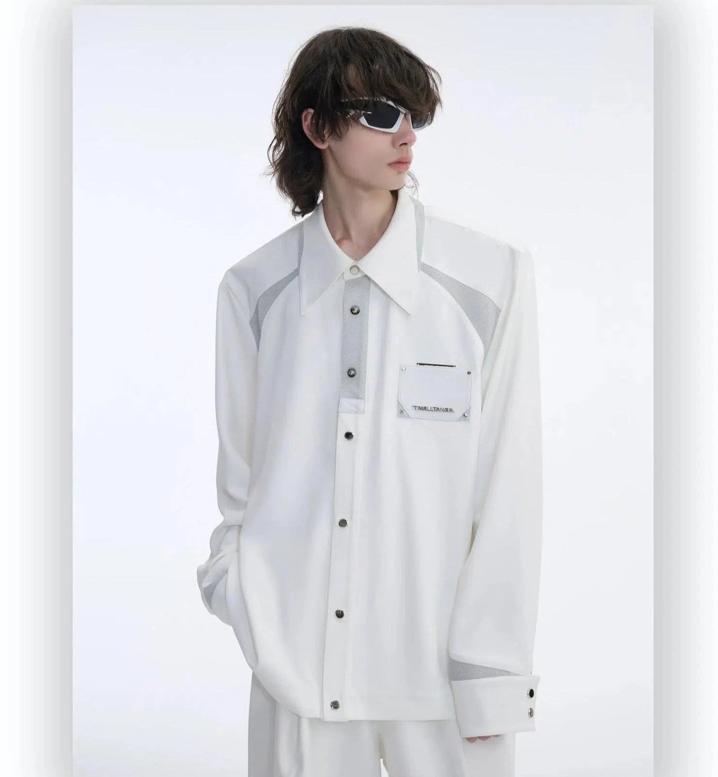 Wide Shoulder Buttoned Classic Shirt Korean Street Fashion Shirt By TIWILLTANG Shop Online at OH Vault
