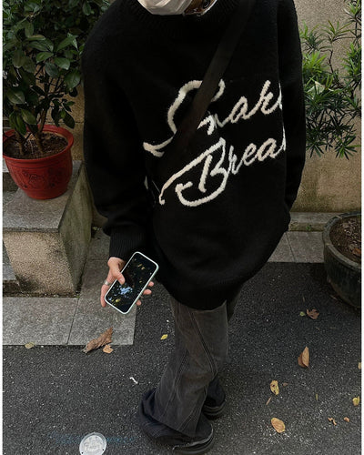 Smart Break Text Sweater Korean Street Fashion Sweater By MaxDstr Shop Online at OH Vault