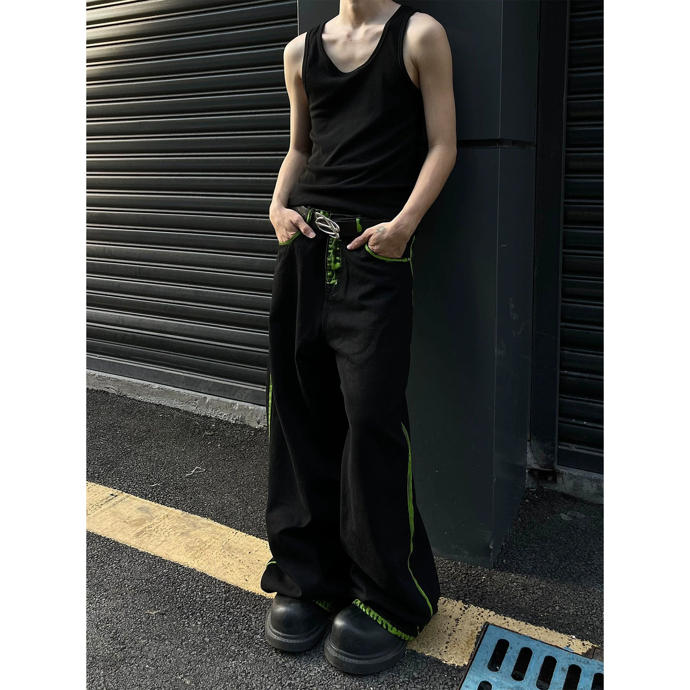 Graffiti Line Wide Pants Korean Street Fashion Pants By MaxDstr Shop Online at OH Vault