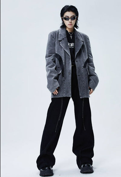 Cro World Detachable Denim Blazer Korean Street Fashion Blazer By Cro World Shop Online at OH Vault