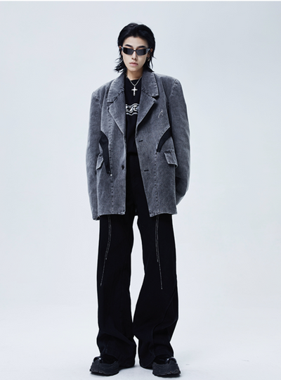 Cro World Detachable Denim Blazer Korean Street Fashion Blazer By Cro World Shop Online at OH Vault
