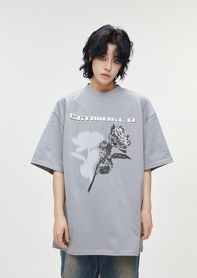 Halftone Rose T-Shirt Korean Street Fashion T-Shirt By Cro World Shop Online at OH Vault
