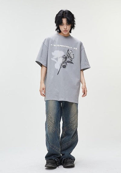 Halftone Rose T-Shirt Korean Street Fashion T-Shirt By Cro World Shop Online at OH Vault