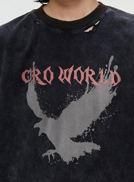 Logo Eagle T-Shirt Korean Street Fashion T-Shirt By Cro World Shop Online at OH Vault