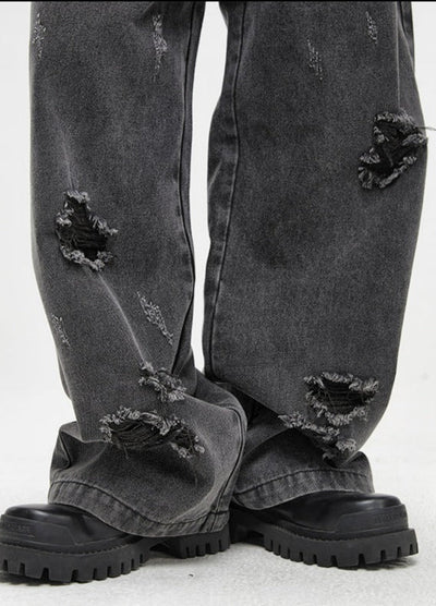 Ripped Frayed Jeans Korean Street Fashion Jeans By Cro World Shop Online at OH Vault