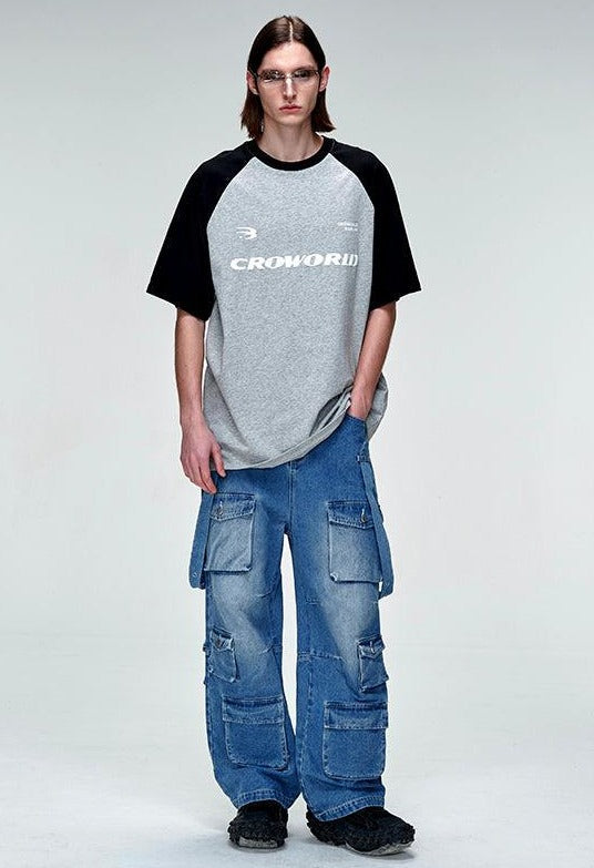 Vintage Multi Pocket Cargo Jeans Korean Street Fashion Jeans By Cro World Shop Online at OH Vault