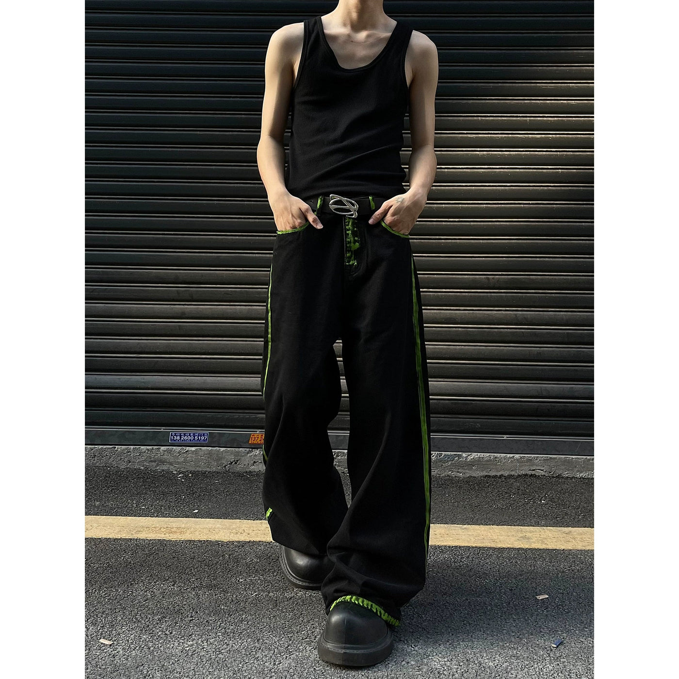 Graffiti Line Wide Pants Korean Street Fashion Pants By MaxDstr Shop Online at OH Vault