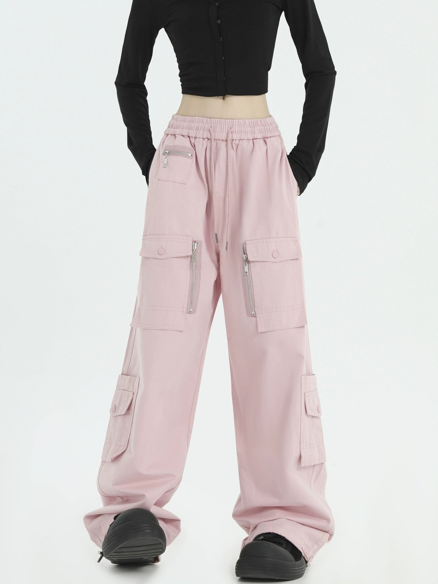Multi-Zip and Pockets Track Pants Korean Street Fashion Pants By INS Korea Shop Online at OH Vault