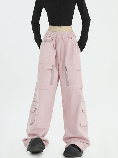 Multi-Zip and Pockets Track Pants Korean Street Fashion Pants By INS Korea Shop Online at OH Vault