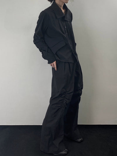 Irregular Collar Long Sleeve Shirt Korean Street Fashion Shirt By ILNya Shop Online at OH Vault