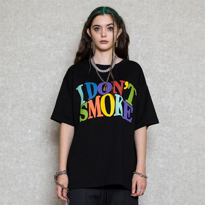 Donsmoke Multi-Color Logo T-Shirt Korean Street Fashion T-Shirt By Donsmoke Shop Online at OH Vault
