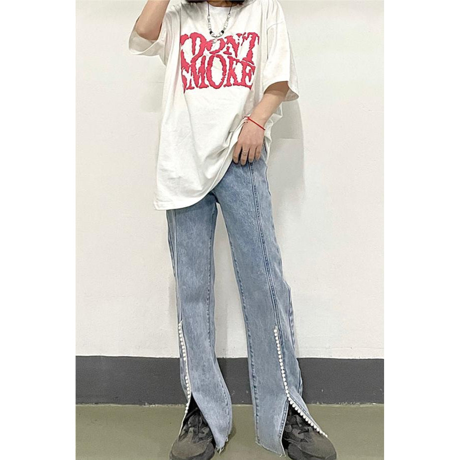 Smoke Logo T-Shirt Korean Street Fashion T-Shirt By Donsmoke Shop Online at OH Vault