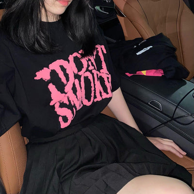 Smoke Logo T-Shirt Korean Street Fashion T-Shirt By Donsmoke Shop Online at OH Vault