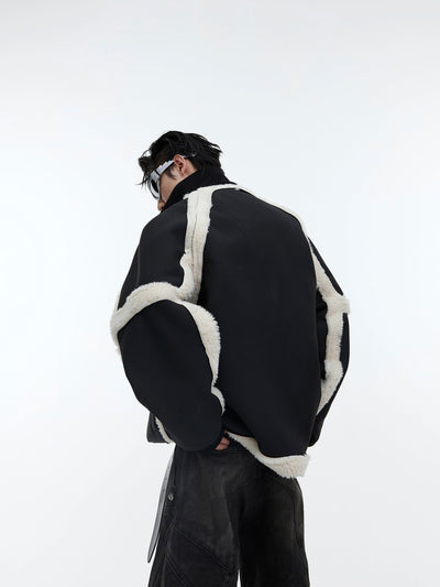Abstract Sherpa Lines Jacket Korean Street Fashion Jacket By Argue Culture Shop Online at OH Vault