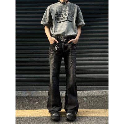 Washed Effect Flared Jeans Korean Street Fashion Jeans By MaxDstr Shop Online at OH Vault