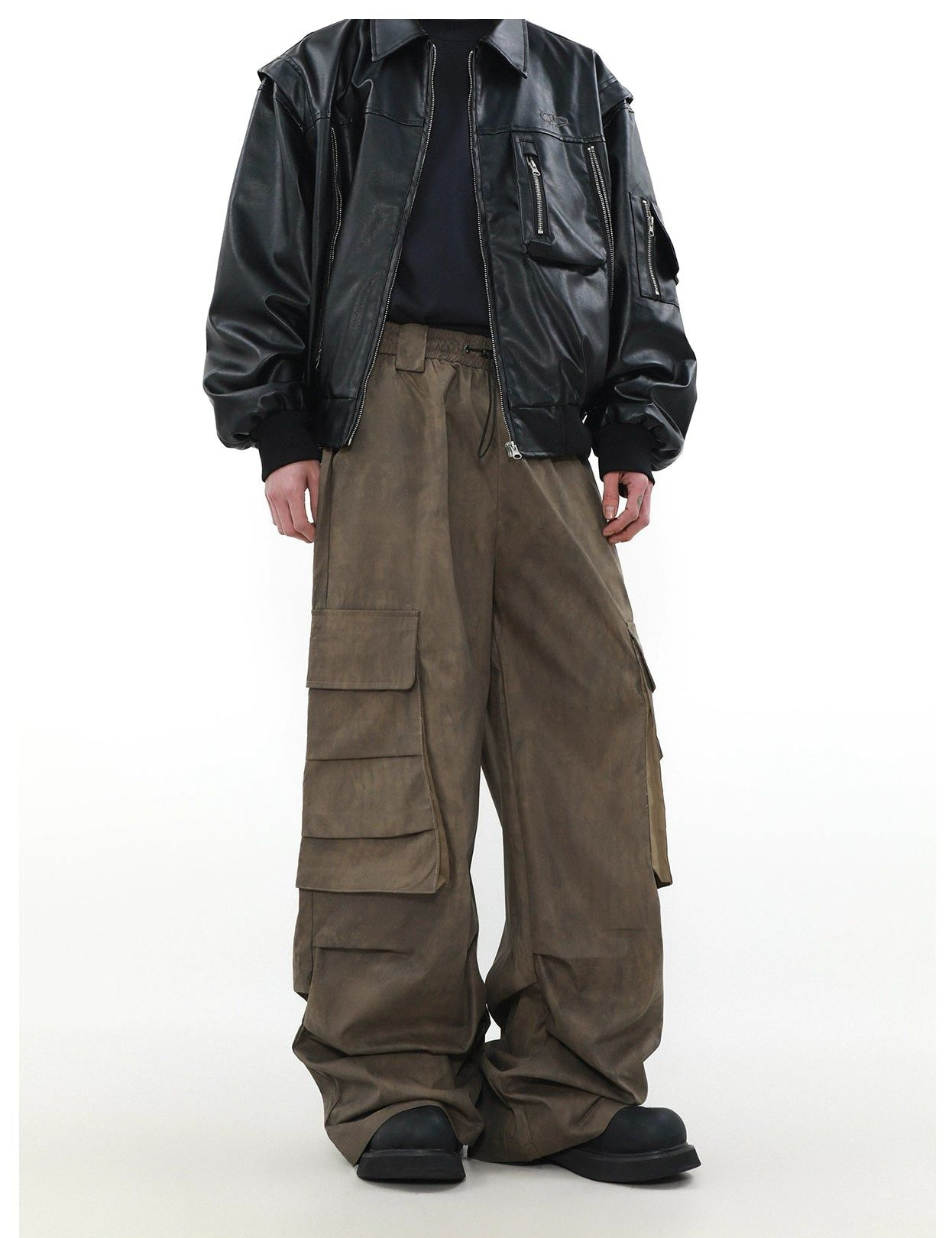 Drawstring Pleated Pocket Wide Cargo Pants Korean Street Fashion Pants By Mr Nearly Shop Online at OH Vault