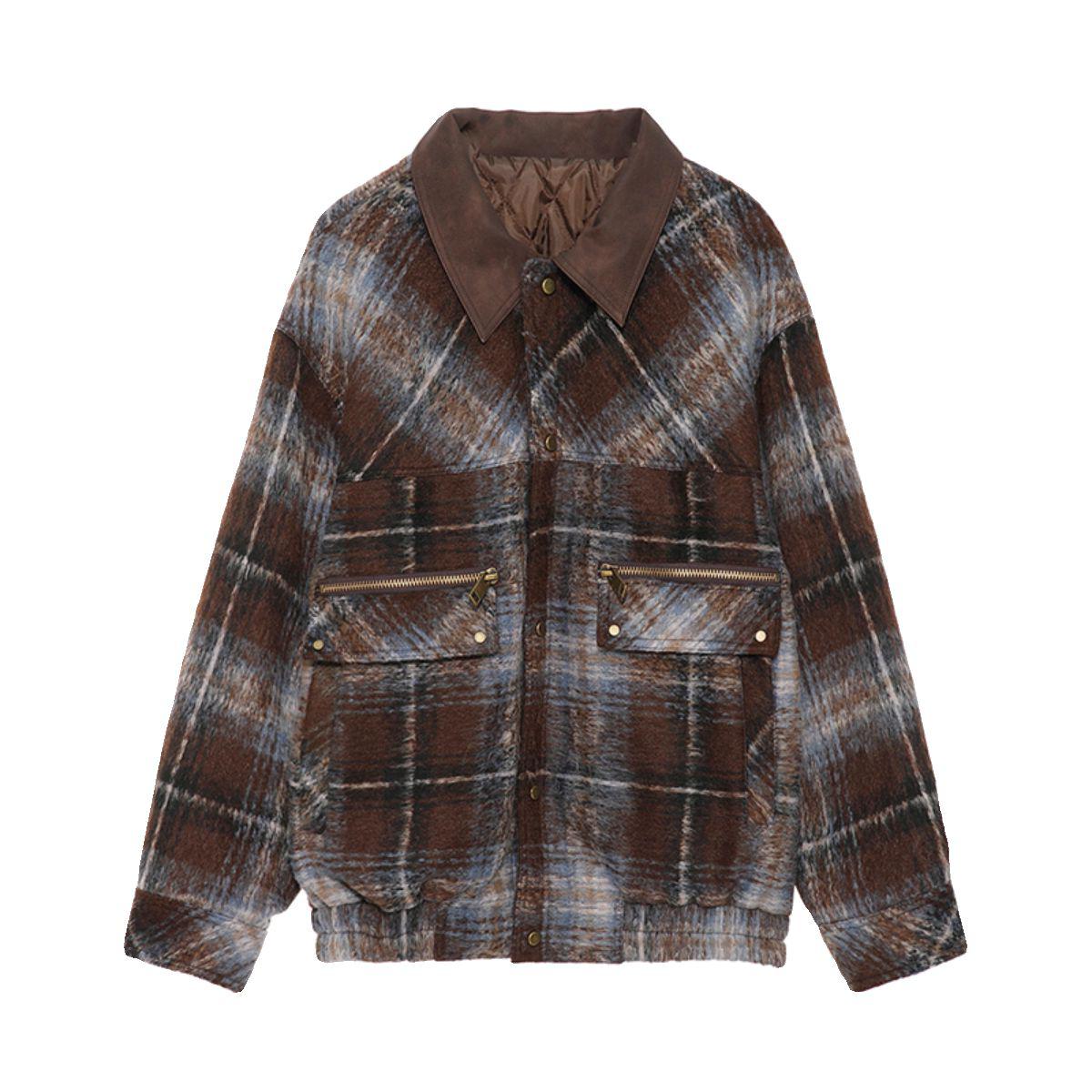 Plaid Collared Jacket Korean Street Fashion Jacket By Mr Nearly Shop Online at OH Vault