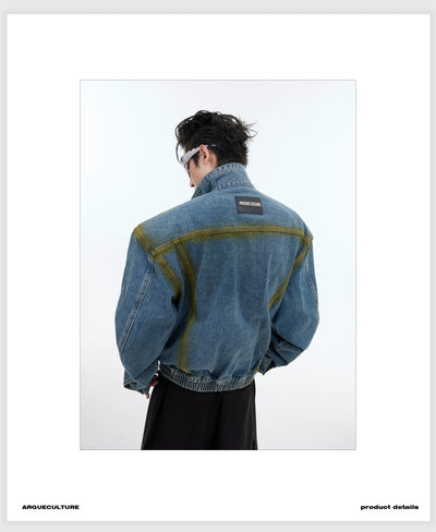 Outline Paint Tint Denim Jacket Korean Street Fashion Jacket By Argue Culture Shop Online at OH Vault