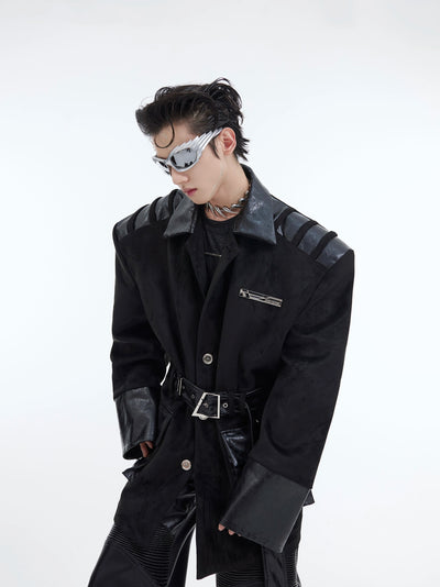 Leather Belt Buttoned Blazer Korean Street Fashion Blazer By Argue Culture Shop Online at OH Vault