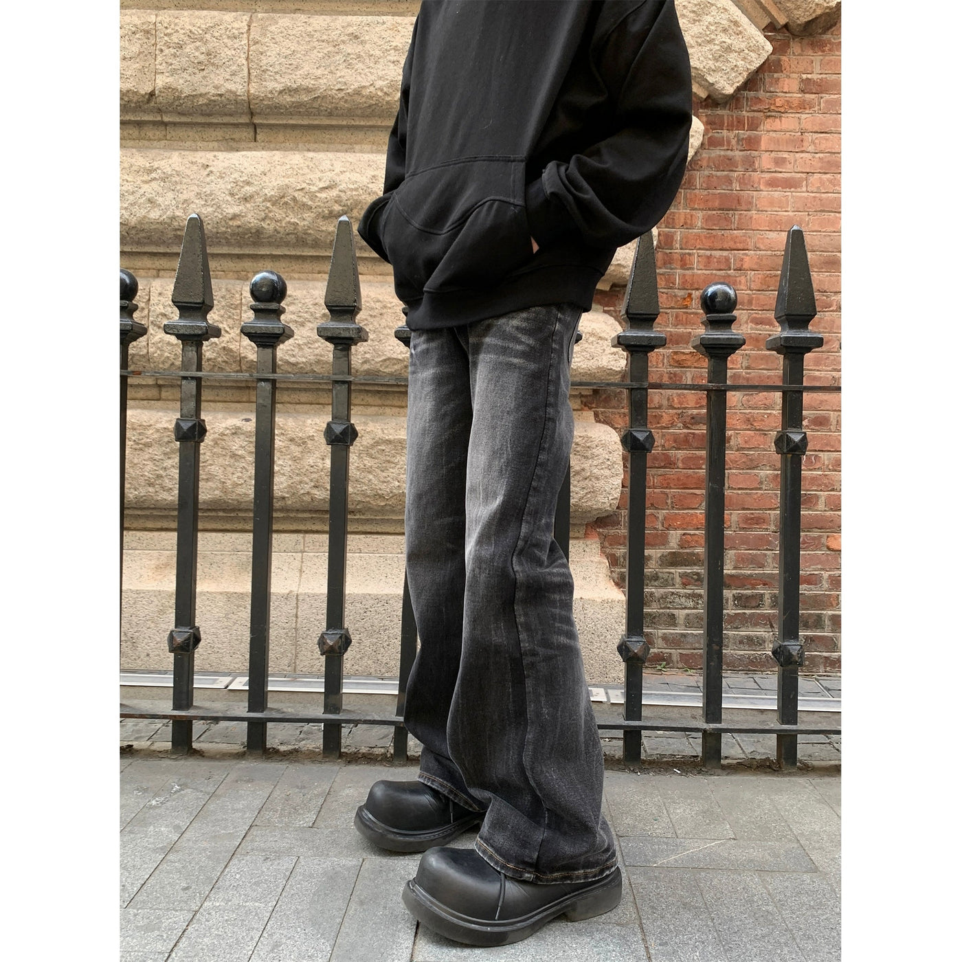 Washed Whiskers Bootcut Jeans Korean Street Fashion Jeans By Ash Dark Shop Online at OH Vault