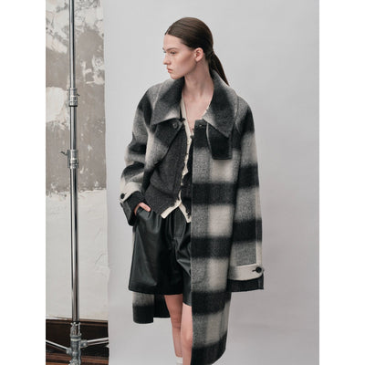 Wide Plaid Wool Long Coat Korean Street Fashion Long Coat By NANS Shop Online at OH Vault