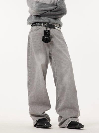 Dark Fog Hazy Washed Loose Wide Leg Jeans Korean Street Fashion Jeans By Dark Fog Shop Online at OH Vault