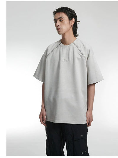 Double Slant Zip Suede T-Shirt Korean Street Fashion T-Shirt By A PUEE Shop Online at OH Vault