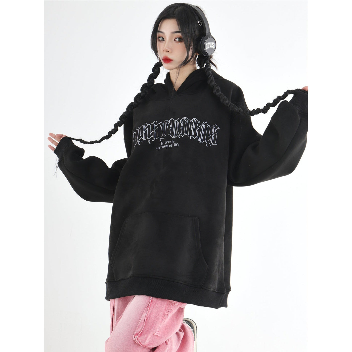 Letter Graphic Hoodie Korean Street Fashion Hoodie By INS Korea Shop Online at OH Vault