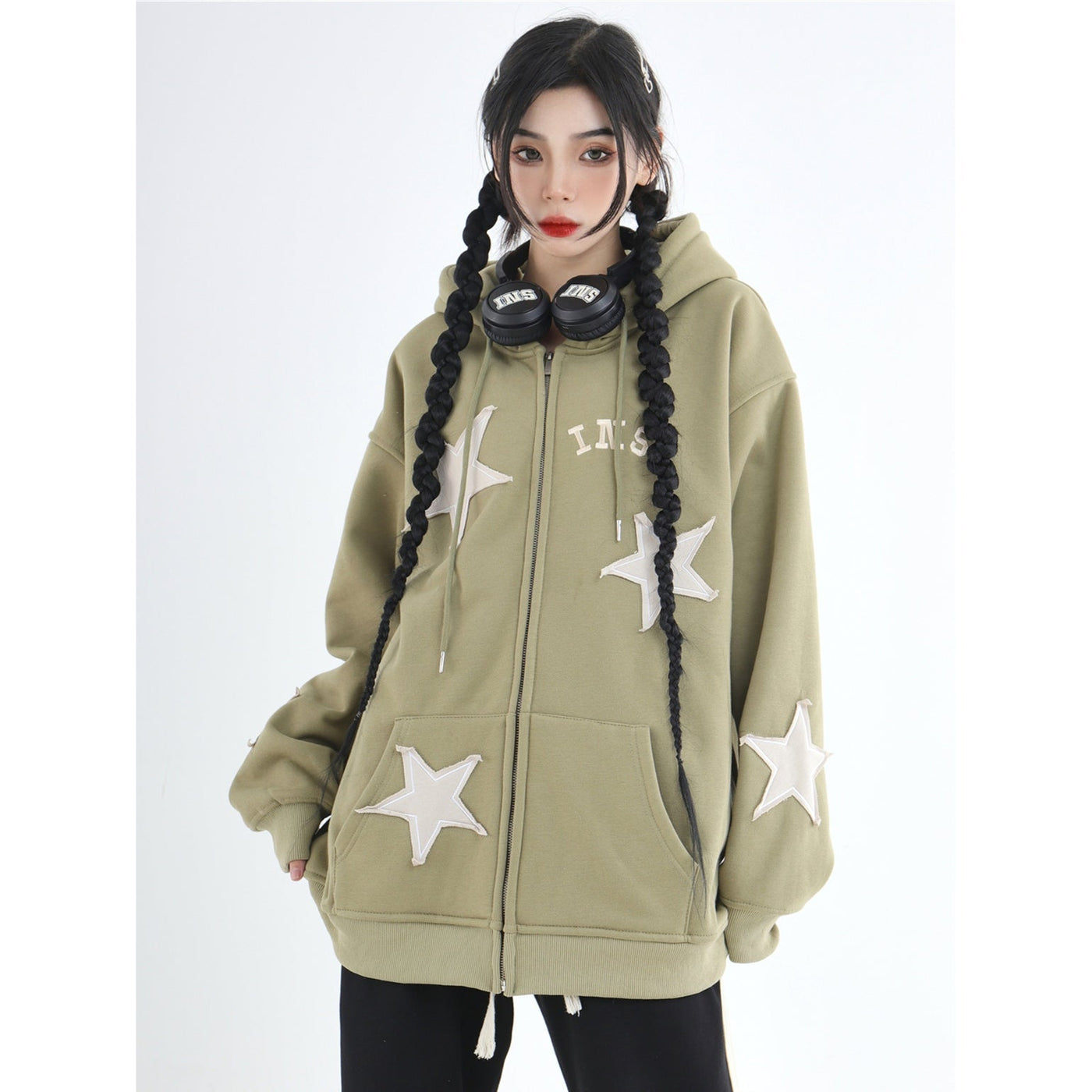 Star Pattern Hoodie Korean Street Fashion Hoodie By INS Korea Shop Online at OH Vault