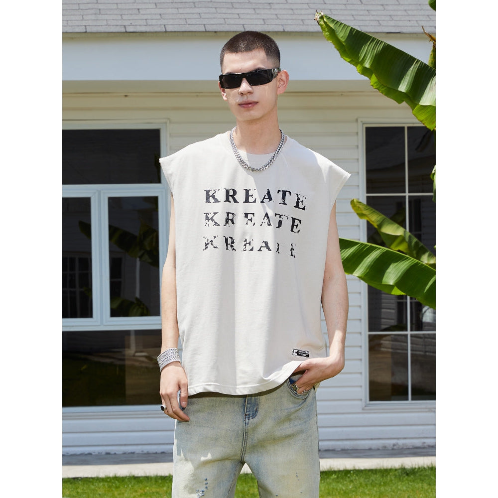 Repeated Logo Tank Top Korean Street Fashion Tank Top By Kreate Shop Online at OH Vault