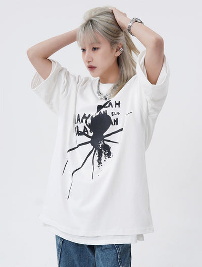 Blah Blah Spider T-Shirt Korean Street Fashion T-Shirt By Made Extreme Shop Online at OH Vault