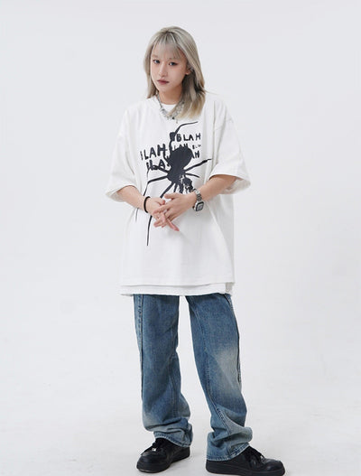 Blah Blah Spider T-Shirt Korean Street Fashion T-Shirt By Made Extreme Shop Online at OH Vault