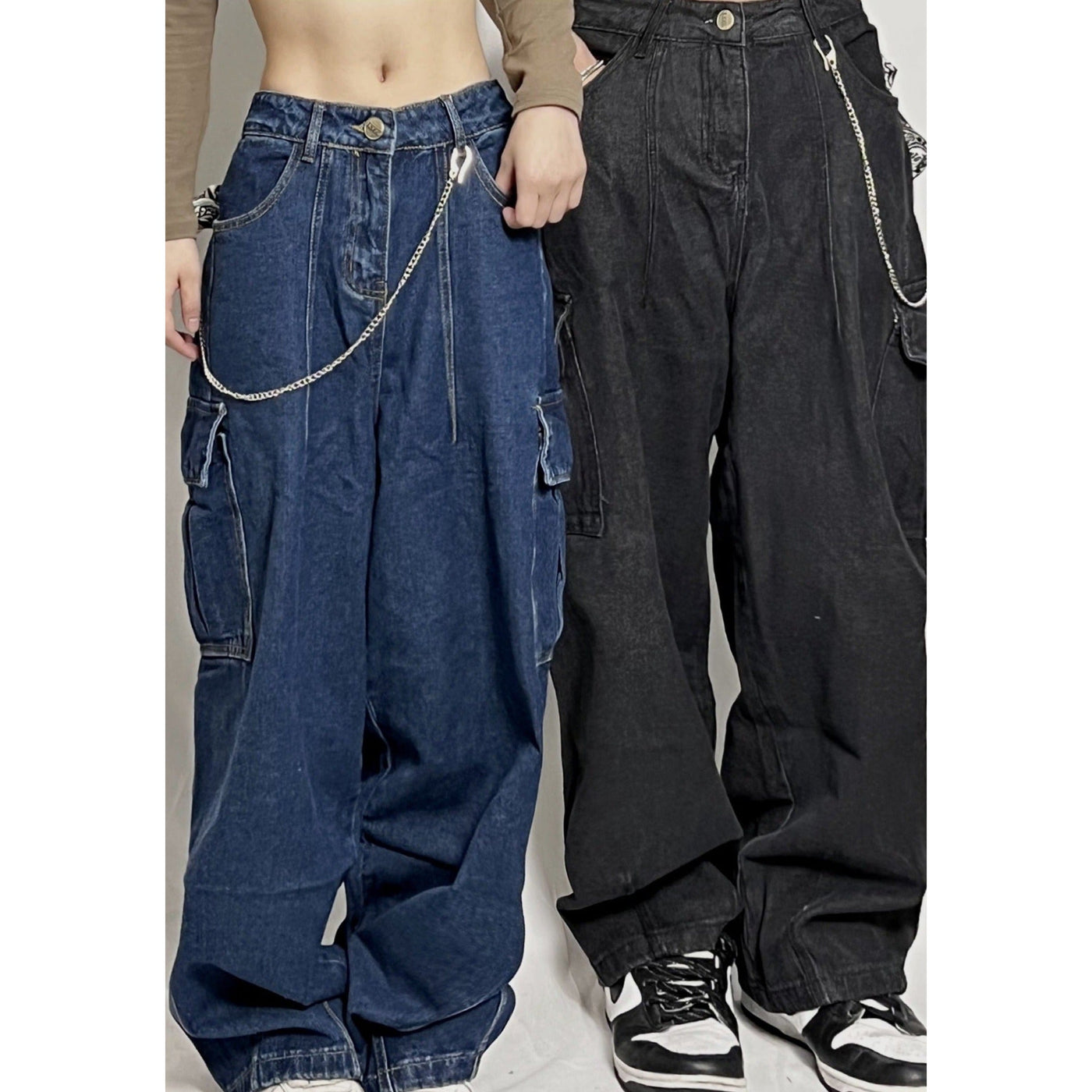 Made Extreme Chain Detail Cargo Pants Korean Street Fashion Pants By Made Extreme Shop Online at OH Vault