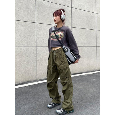 Drawstring Cargo Pants Korean Street Fashion Pants By Made Extreme Shop Online at OH Vault