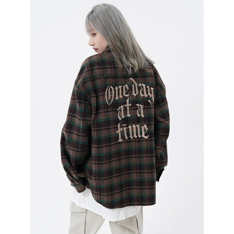 Slogan Checkered Jacket Korean Street Fashion Jacket By Made Extreme Shop Online at OH Vault
