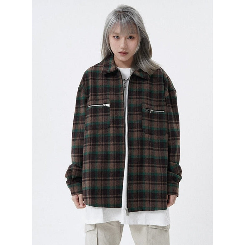 Slogan Checkered Jacket Korean Street Fashion Jacket By Made Extreme Shop Online at OH Vault