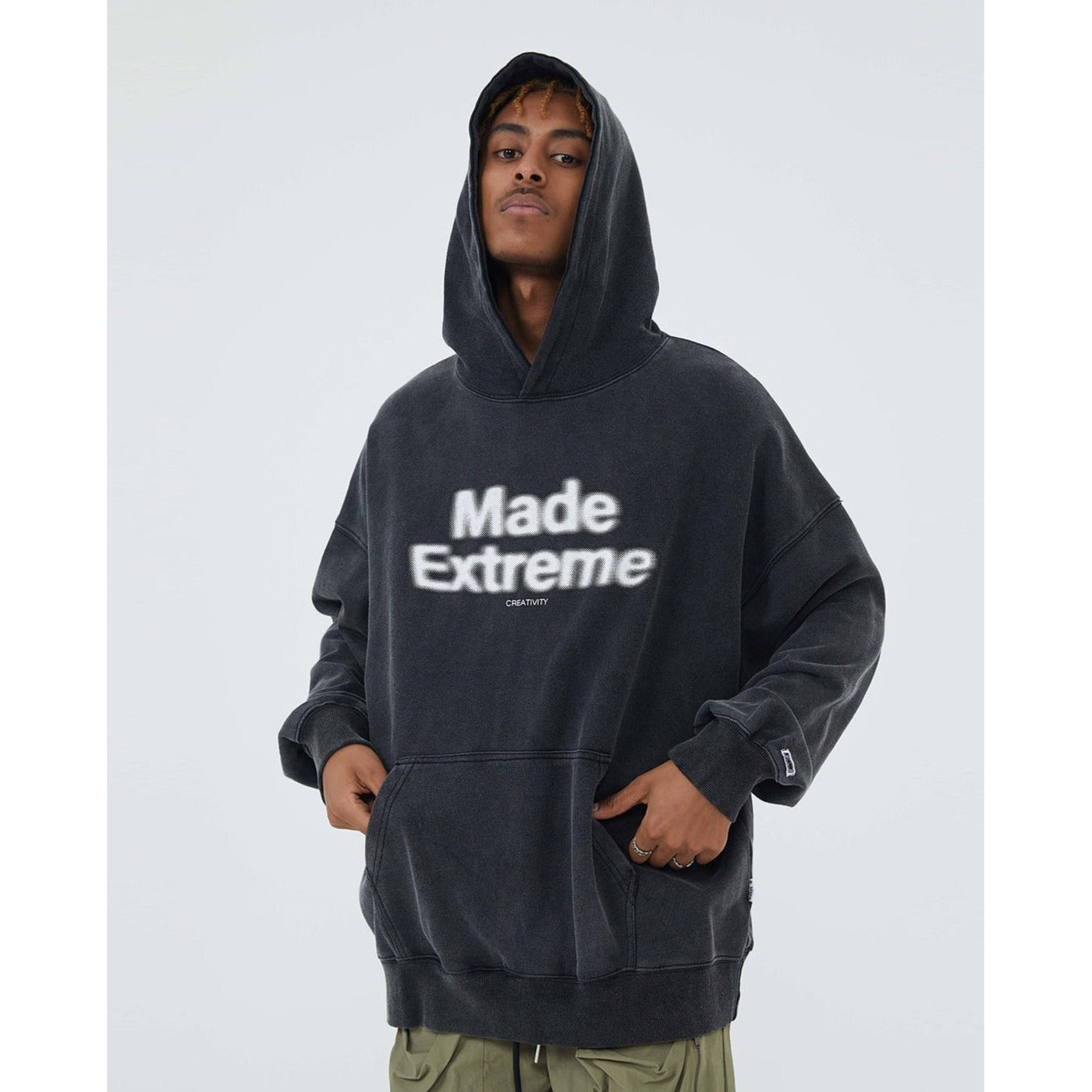 Smoke Effect Logo Hoodie Korean Street Fashion Hoodie By Made Extreme Shop Online at OH Vault