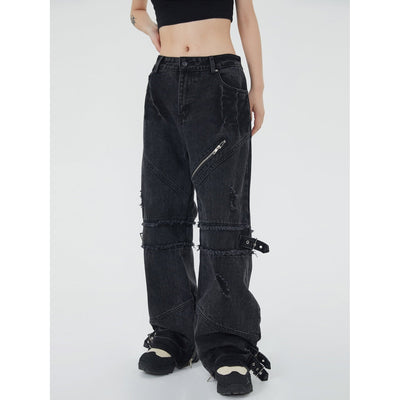 Strappy Hip Hop Jeans Korean Street Fashion Jeans By Made Extreme Shop Online at OH Vault