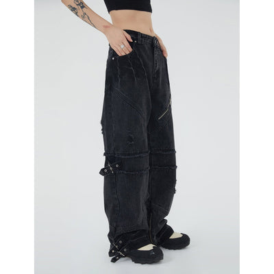Strappy Hip Hop Jeans Korean Street Fashion Jeans By Made Extreme Shop Online at OH Vault