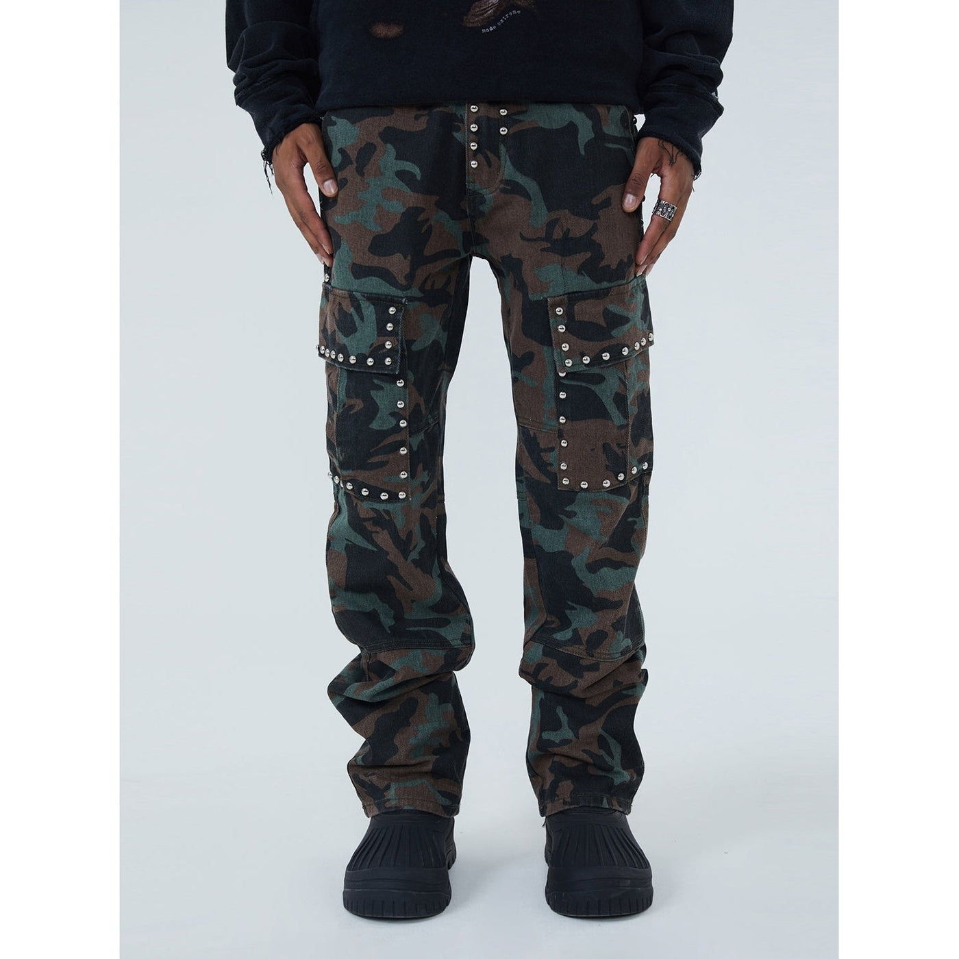 Studded Outline Camo Pants Korean Street Fashion Pants By Made Extreme Shop Online at OH Vault