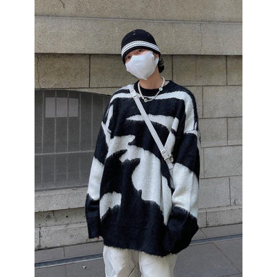 Two Tone Lazy Sweater Korean Street Fashion Sweater By Made Extreme Shop Online at OH Vault