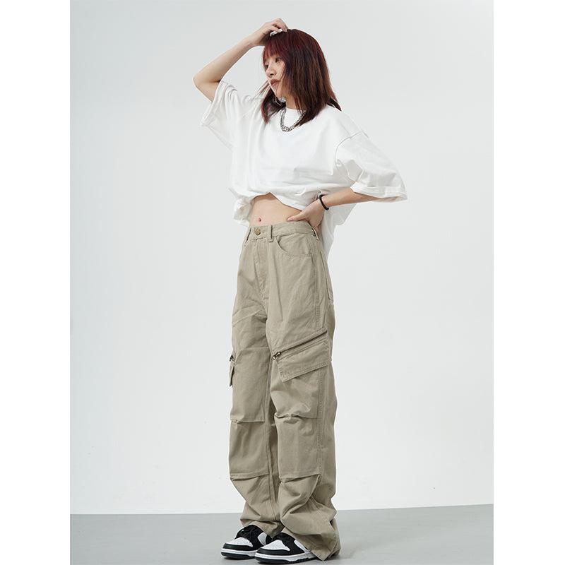 Zipped Wide Leg Cargo Pants Korean Street Fashion Pants By Made Extreme Shop Online at OH Vault
