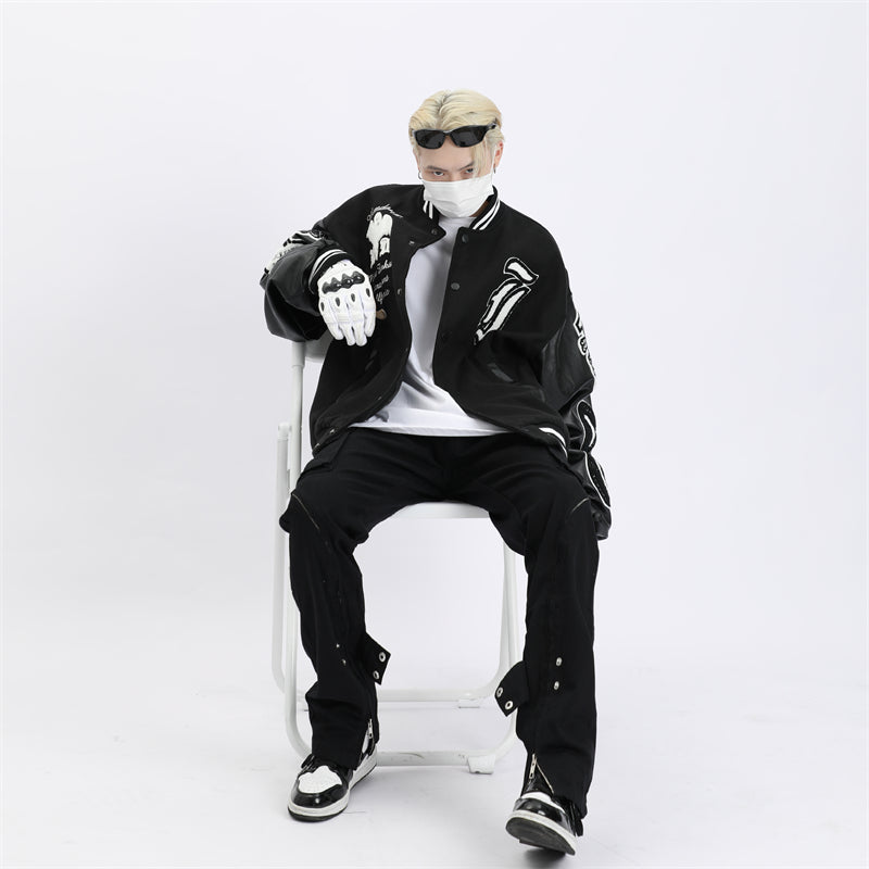 Faux Leather Arms Varsity Jacket Korean Street Fashion Jacket By MaxDstr Shop Online at OH Vault
