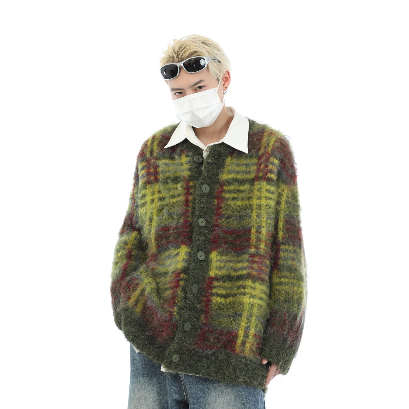 Stripe Mohair Knit Cardigan Korean Street Fashion Cardigan By MaxDstr Shop Online at OH Vault