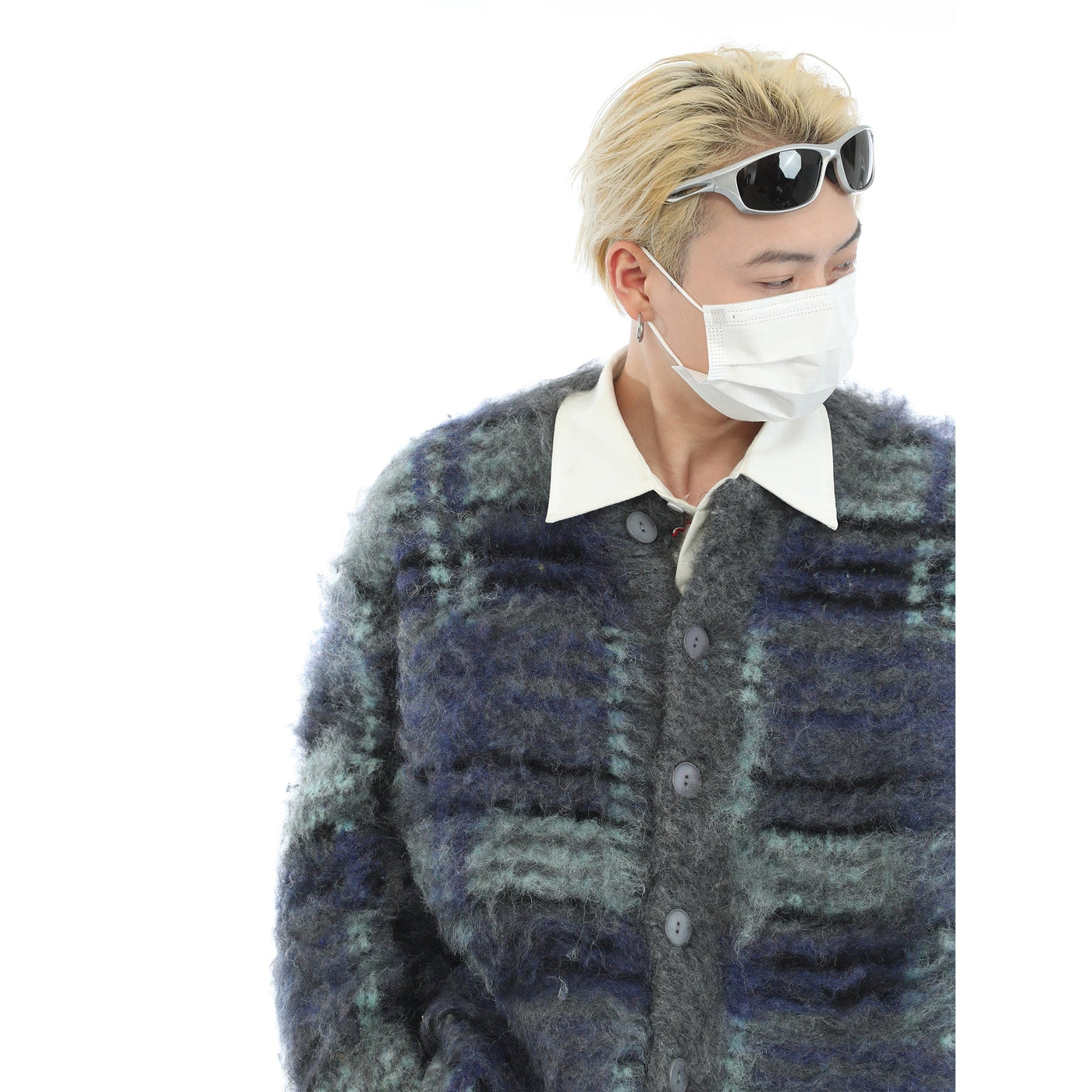 Stripe Mohair Knit Cardigan Korean Street Fashion Cardigan By MaxDstr Shop Online at OH Vault